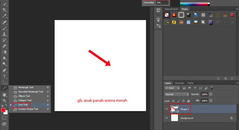 Cara membuat anak panah di adobe photoshop